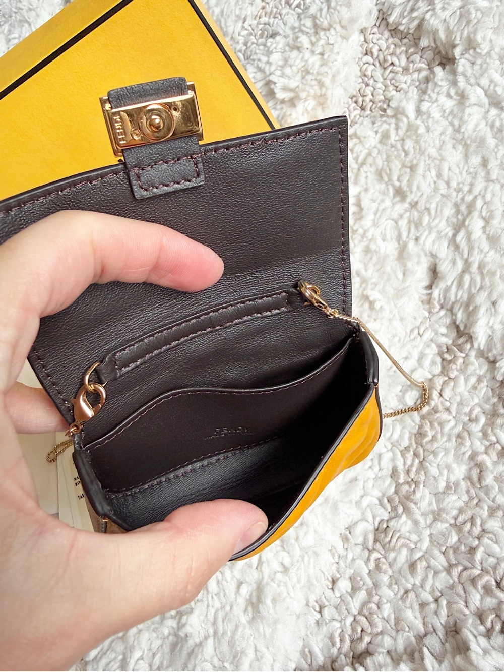 Fendi Zucca FF Baguette Super Nano crossbody bag , charm, earpod purse - Picture 8 of 13